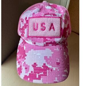 Pink Digital Camo USA Mesh Back Baseball Cap Adjustable Trucker Hat